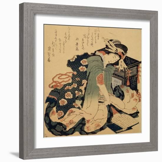 Reading, C1822-Katsushika Hokusai-Framed Giclee Print