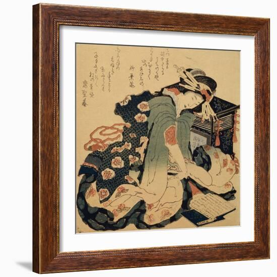 Reading, C1822-Katsushika Hokusai-Framed Giclee Print