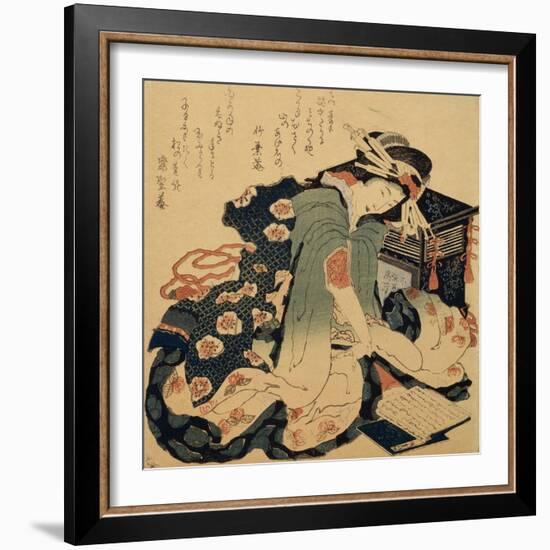 Reading, C1822-Katsushika Hokusai-Framed Giclee Print