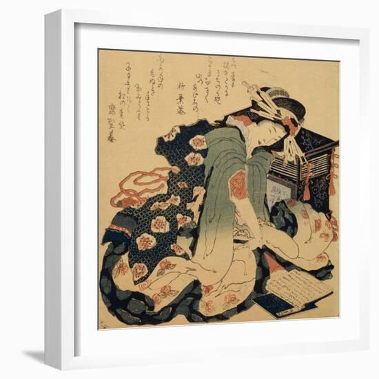 Reading, C1822-Katsushika Hokusai-Framed Giclee Print