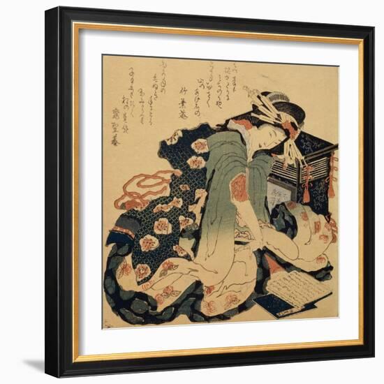 Reading, C1822-Katsushika Hokusai-Framed Giclee Print