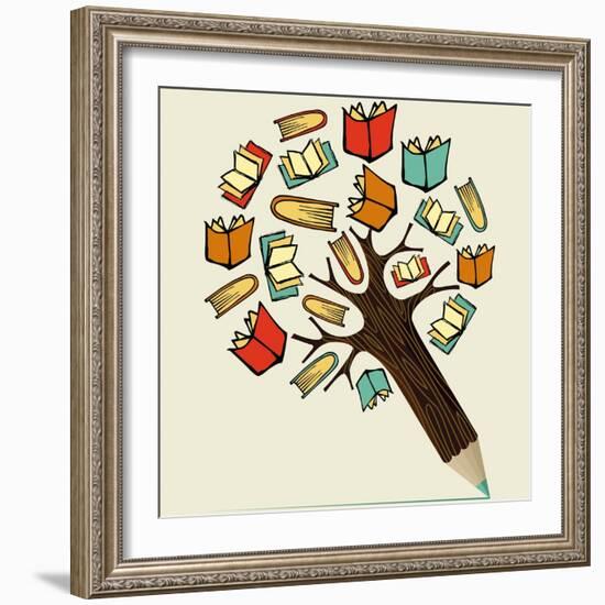 Reading Education - Pencil Tree-cienpies-Framed Art Print