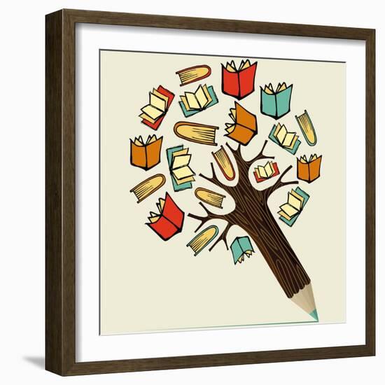 Reading Education - Pencil Tree-cienpies-Framed Art Print