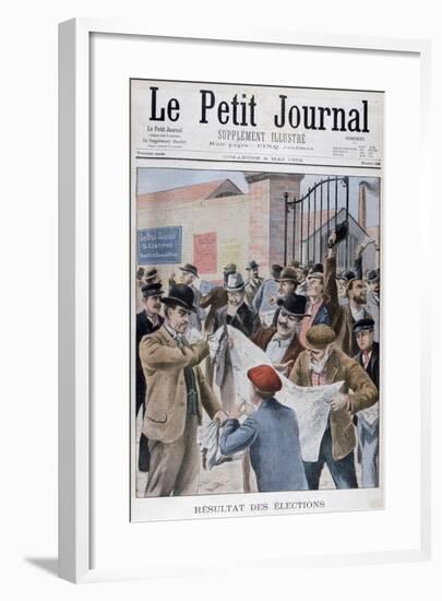 Reading Election Results in the Ewspaper, Paris, 1902-null-Framed Giclee Print