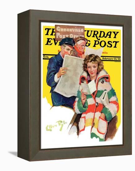 "Reading Her Mail," Saturday Evening Post Cover, February 22, 1936-Ellen Pyle-Framed Premier Image Canvas