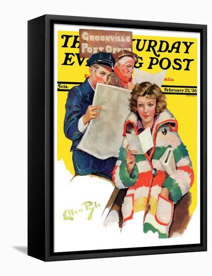 "Reading Her Mail," Saturday Evening Post Cover, February 22, 1936-Ellen Pyle-Framed Premier Image Canvas