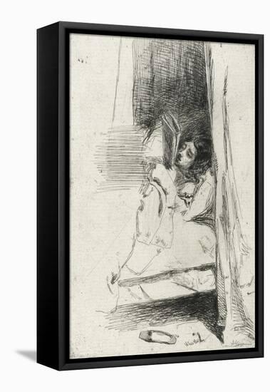 Reading in Bed (The Slipper) 1858-James Abbott McNeill Whistler-Framed Premier Image Canvas