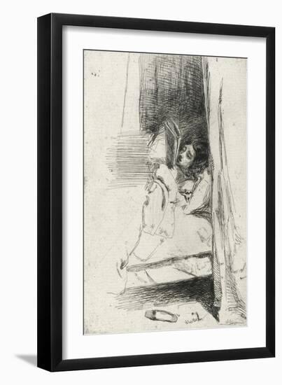 Reading in Bed (The Slipper) 1858-James Abbott McNeill Whistler-Framed Giclee Print