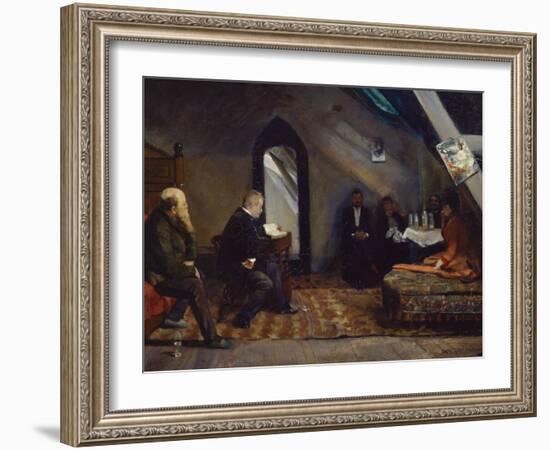 Reading in the studio-Christian Krohg-Framed Giclee Print