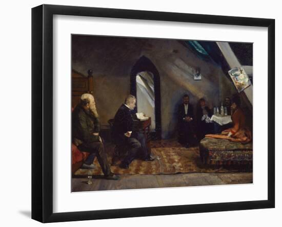 Reading in the studio-Christian Krohg-Framed Giclee Print