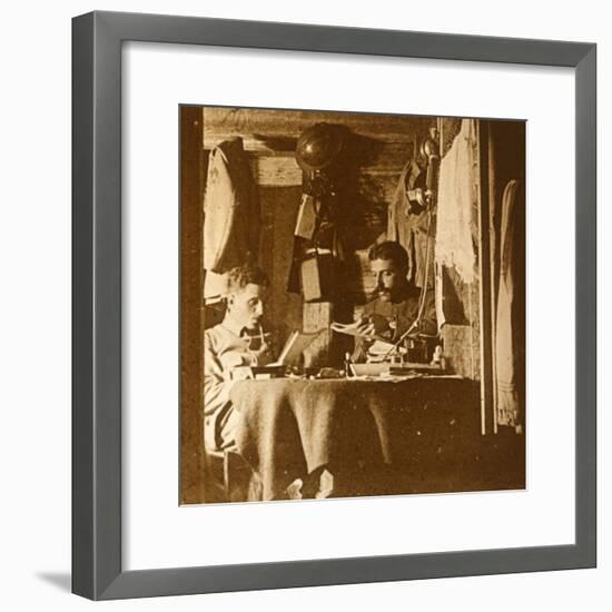 Reading in the trenches, c1914-c1918-Unknown-Framed Photographic Print