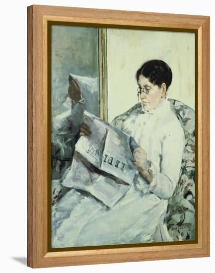 Reading "Le Figaro"-Mary Cassatt-Framed Premier Image Canvas