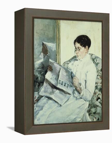 Reading "Le Figaro"-Mary Cassatt-Framed Premier Image Canvas