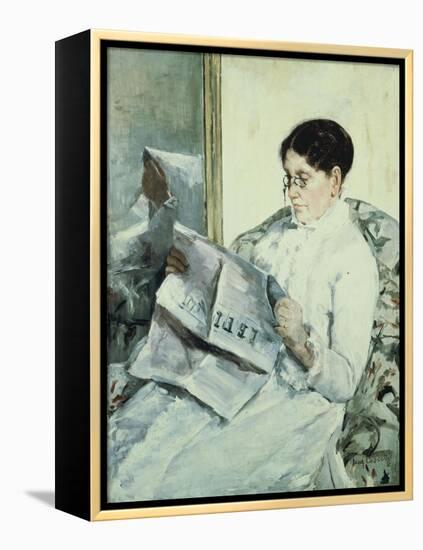 Reading "Le Figaro"-Mary Cassatt-Framed Premier Image Canvas