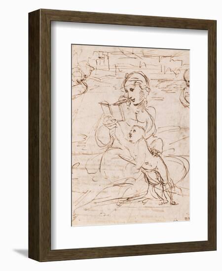 Reading Madonna And Child in a Landscape Betweem Two Cherub Heads-Raphael-Framed Giclee Print