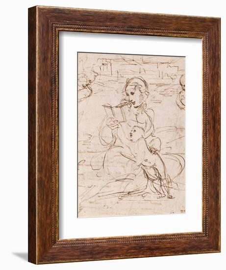 Reading Madonna And Child in a Landscape Betweem Two Cherub Heads-Raphael-Framed Giclee Print