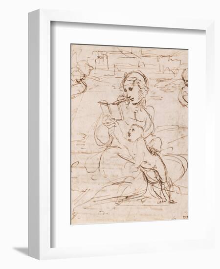 Reading Madonna And Child in a Landscape Betweem Two Cherub Heads-Raphael-Framed Giclee Print