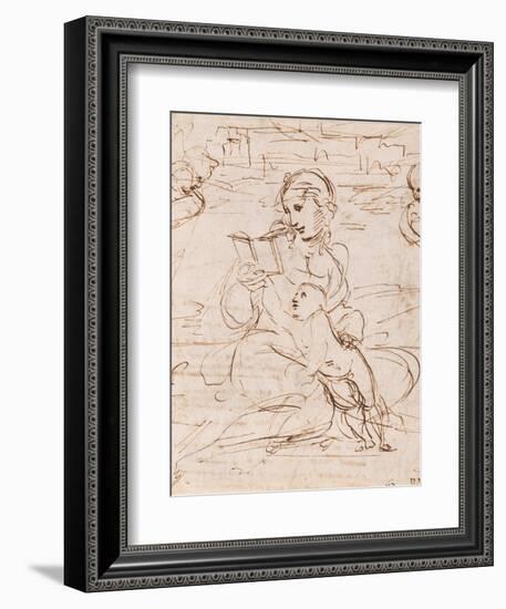 Reading Madonna And Child in a Landscape Betweem Two Cherub Heads-Raphael-Framed Giclee Print