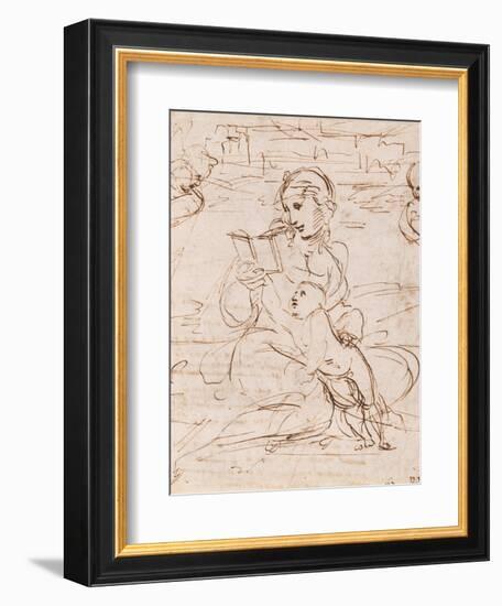 Reading Madonna And Child in a Landscape Betweem Two Cherub Heads-Raphael-Framed Giclee Print