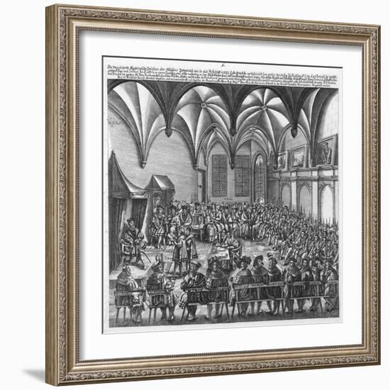 Reading of the Augsburg Confession on 25 June 1530 in the Augsburger Reichstag, C.1530-German School-Framed Giclee Print