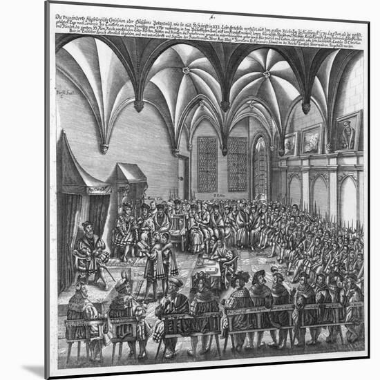 Reading of the Augsburg Confession on 25 June 1530 in the Augsburger Reichstag, C.1530-German School-Mounted Giclee Print