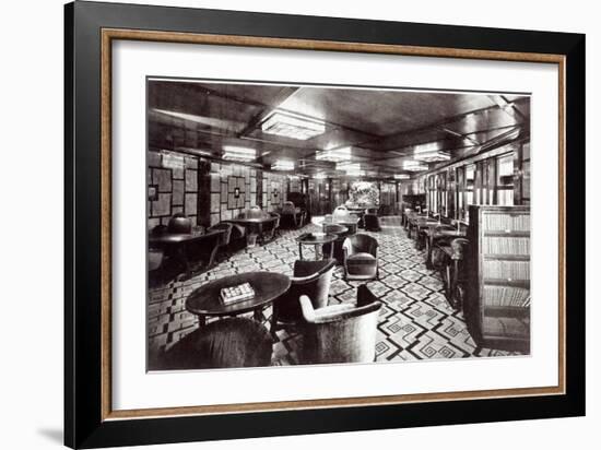 Reading Room on the Ocean Liner 'Ile De France', 1926 (B/W Photo)-French Photographer-Framed Giclee Print