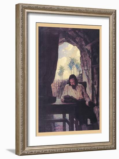 Reading the Bible-Newell Convers Wyeth-Framed Art Print