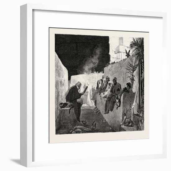 Reading the Koran in an Ancient Temple. Egypt, 1879-null-Framed Giclee Print