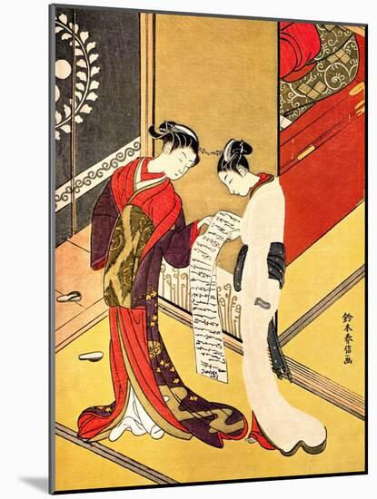 Reading the Letter, C1750-Suzuki Harunobu-Mounted Giclee Print