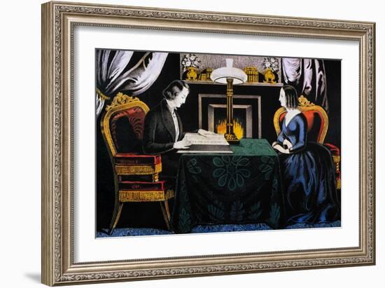 Reading the Scriptures-Currier & Ives-Framed Giclee Print