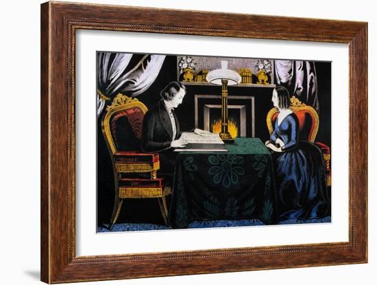 Reading the Scriptures-Currier & Ives-Framed Giclee Print