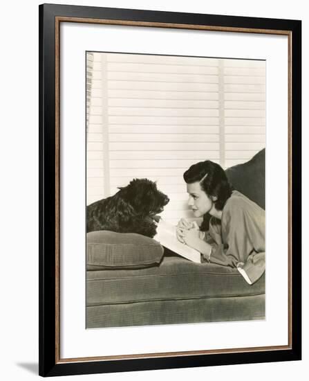 Reading with a Loyal Friend-null-Framed Photo