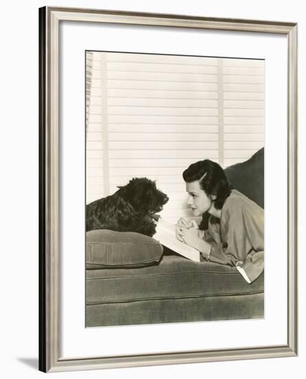 Reading with a Loyal Friend-null-Framed Photo