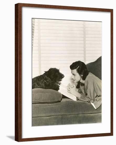 Reading with a Loyal Friend-null-Framed Photo