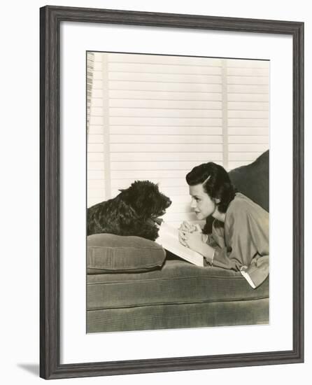 Reading with a Loyal Friend-null-Framed Photo