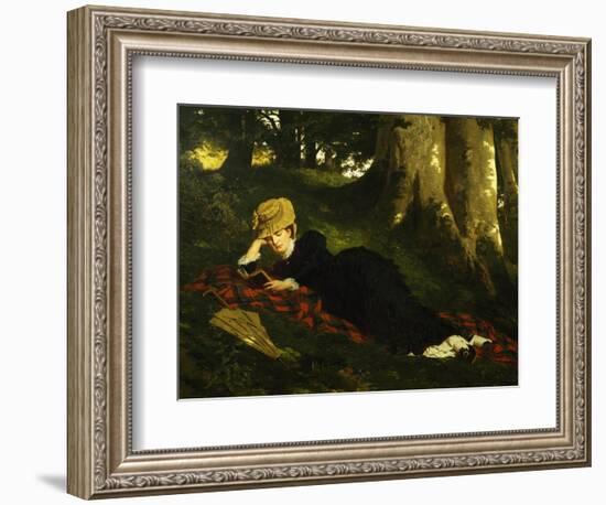 Reading Woman in Forest , 1875-Gyula Benczur-Framed Giclee Print