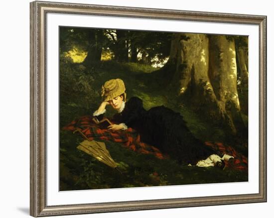 Reading Woman in Forest , 1875-Gyula Benczur-Framed Giclee Print