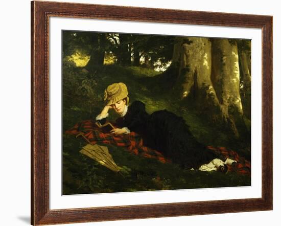 Reading Woman in Forest , 1875-Gyula Benczur-Framed Giclee Print