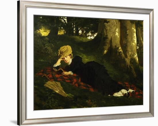 Reading Woman in Forest , 1875-Gyula Benczur-Framed Giclee Print