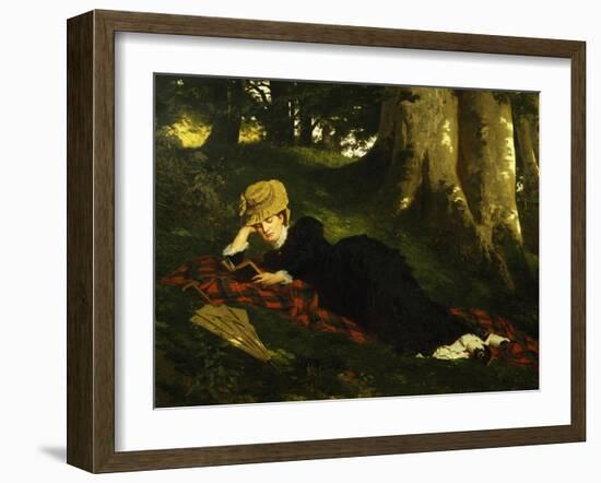 Reading Woman in Forest , 1875-Gyula Benczur-Framed Premium Giclee Print