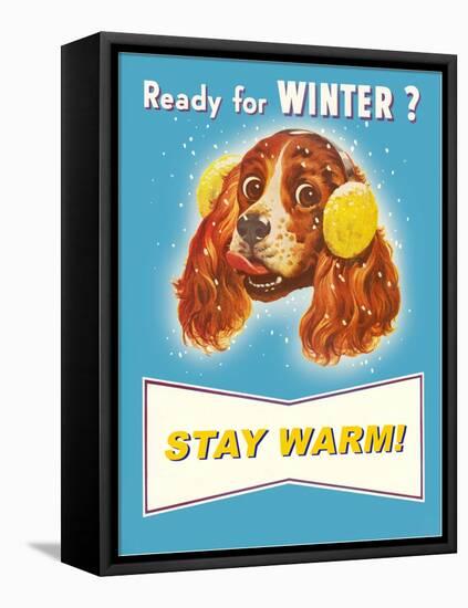 Ready for Winter? Stay Warm Dog with Earmuffs-null-Framed Premier Image Canvas