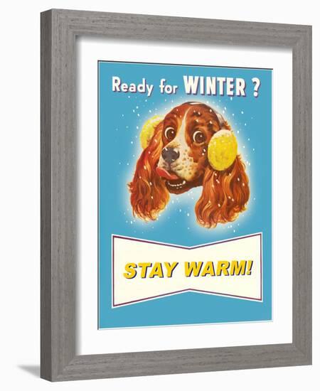 Ready for Winter? Stay Warm Dog with Earmuffs-null-Framed Giclee Print