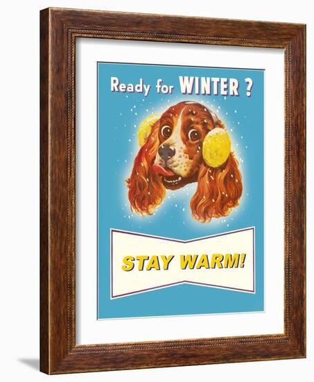 Ready for Winter? Stay Warm Dog with Earmuffs-null-Framed Giclee Print