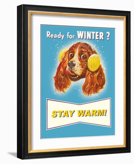 Ready for Winter? Stay Warm Dog with Earmuffs-null-Framed Giclee Print