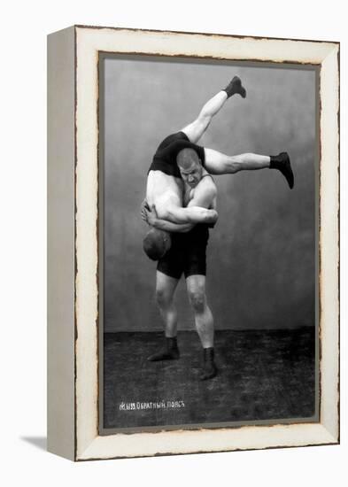 Ready to Drop: Russian Wrestlers-null-Framed Stretched Canvas