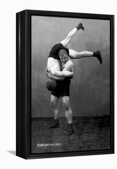 Ready to Drop: Russian Wrestlers-null-Framed Stretched Canvas