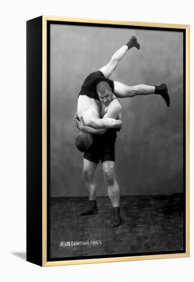 Ready to Drop: Russian Wrestlers-null-Framed Stretched Canvas