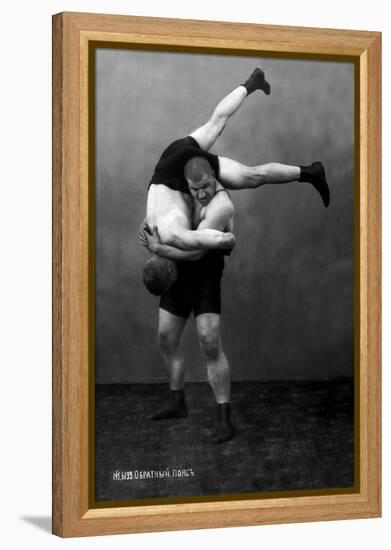 Ready to Drop: Russian Wrestlers-null-Framed Stretched Canvas