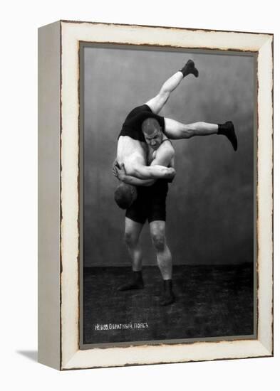 Ready to Drop: Russian Wrestlers-null-Framed Stretched Canvas