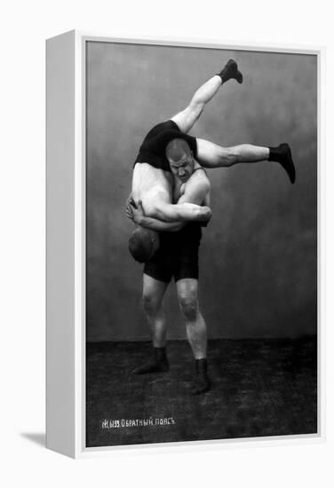 Ready to Drop: Russian Wrestlers-null-Framed Stretched Canvas